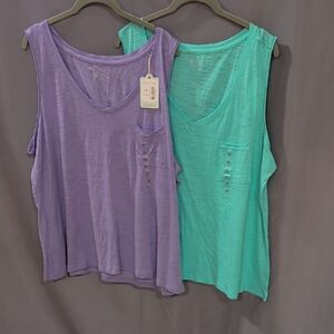 Women's Sleeveless Tops - Purple and Green 1X NWT